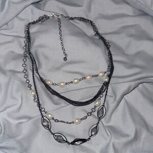 White House|Black Market Elegant Black and Silver Layered Necklace
